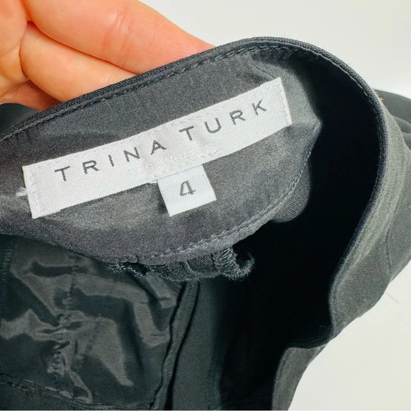 Trina Turk Black Straight Leg Pants Exposed Gold Zipper Size 4‎ - Picture 7 of 11